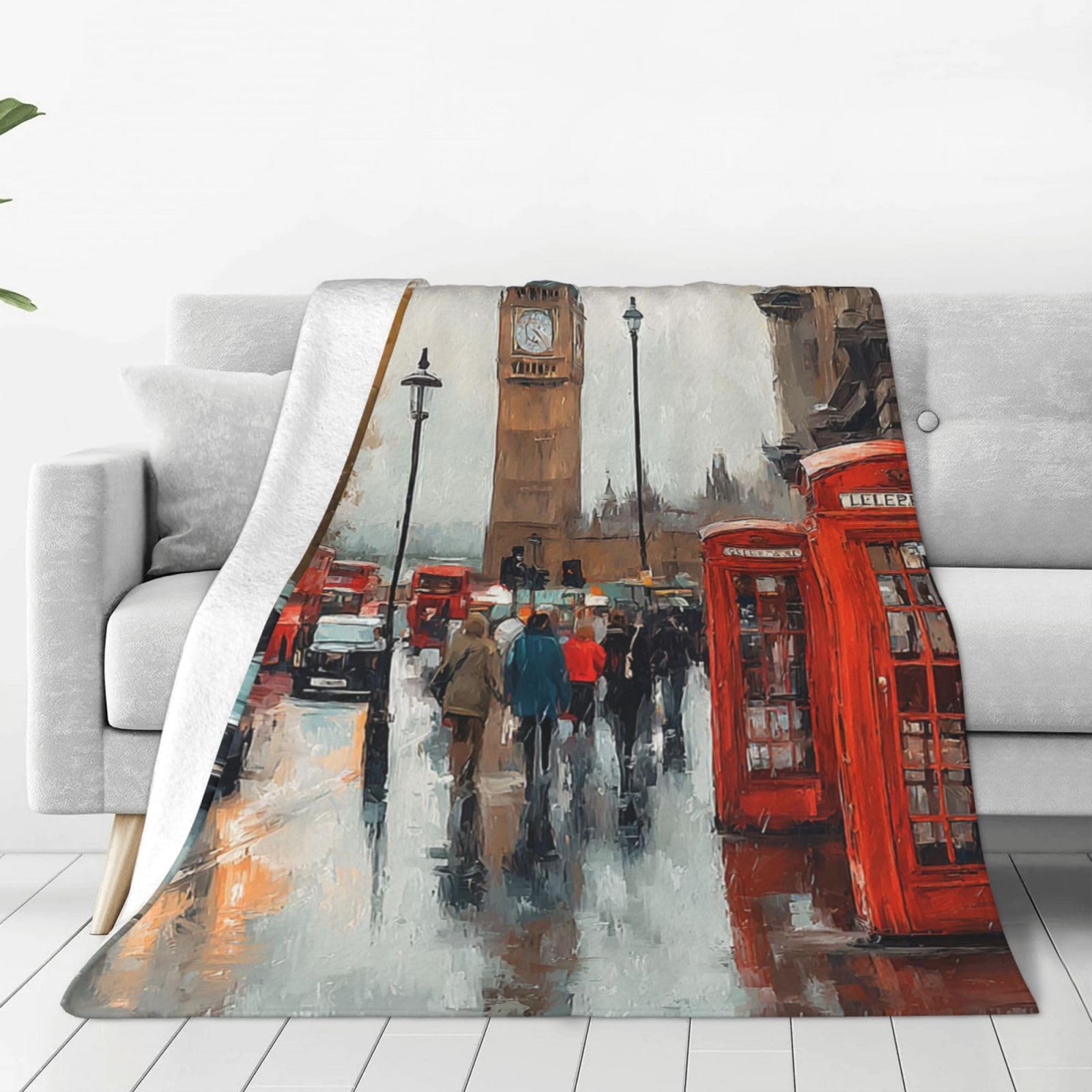 Throw Blanket for Couch Thick Soft Fleece Blankets Warm Cozy Air Conditioning Quilt All Seasons London Impression Blanket Lightweight Flannel Fuzzy Blankets for Bed Couch Living Room Sofa 40"x30"