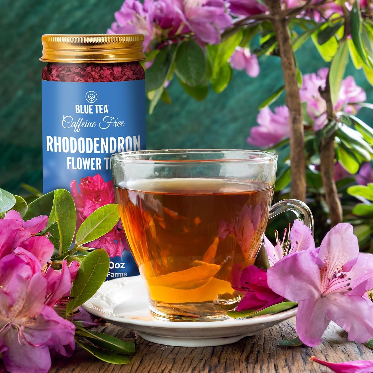Amazon.com : BLUE TEA - Rhododendron Flower Tea -1.40 Oz (Pack of 2) -  Loose Leaf | NOURISHES SKIN | Flower Based - Antioxidant Rich - Herbal Tea  - Caffeine Free - Non Bitter | Jar Packaging : Grocery & Gourmet Food