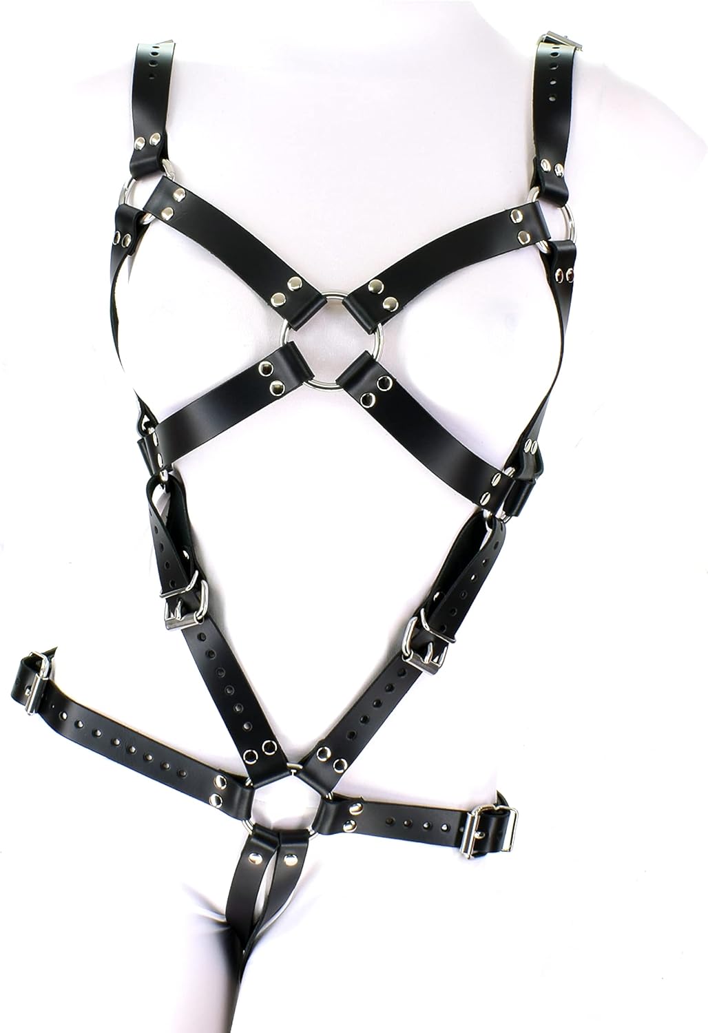 Women's Full Body Leather Harness – Adjustable Straps, Underbust & Waist Fit
