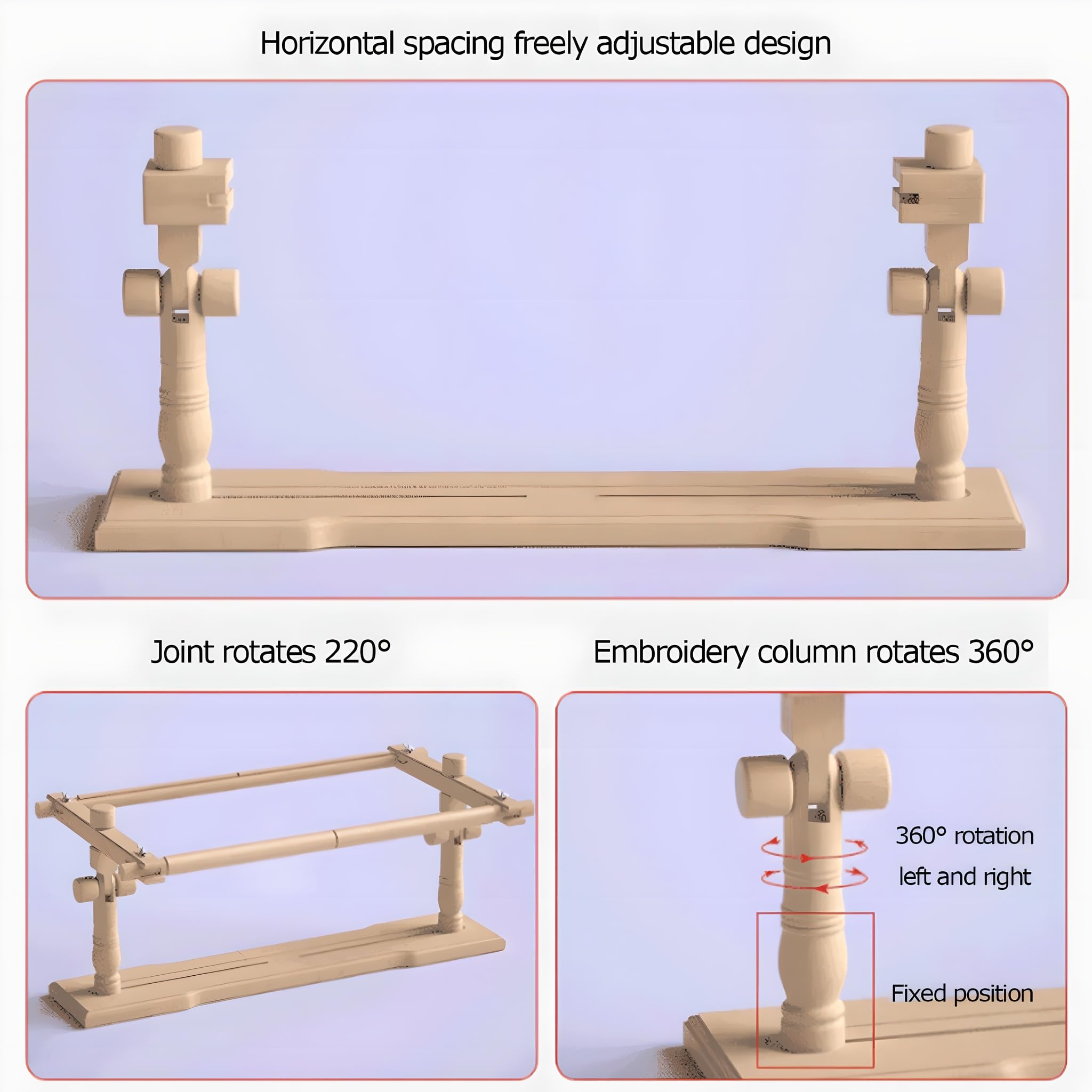 Marco de Madera Para Acolchar, Bastidor Ajustable Para Punto de Cruz, Soporte de Madera de Haya Para Bordado Artístico, Costura y Labores