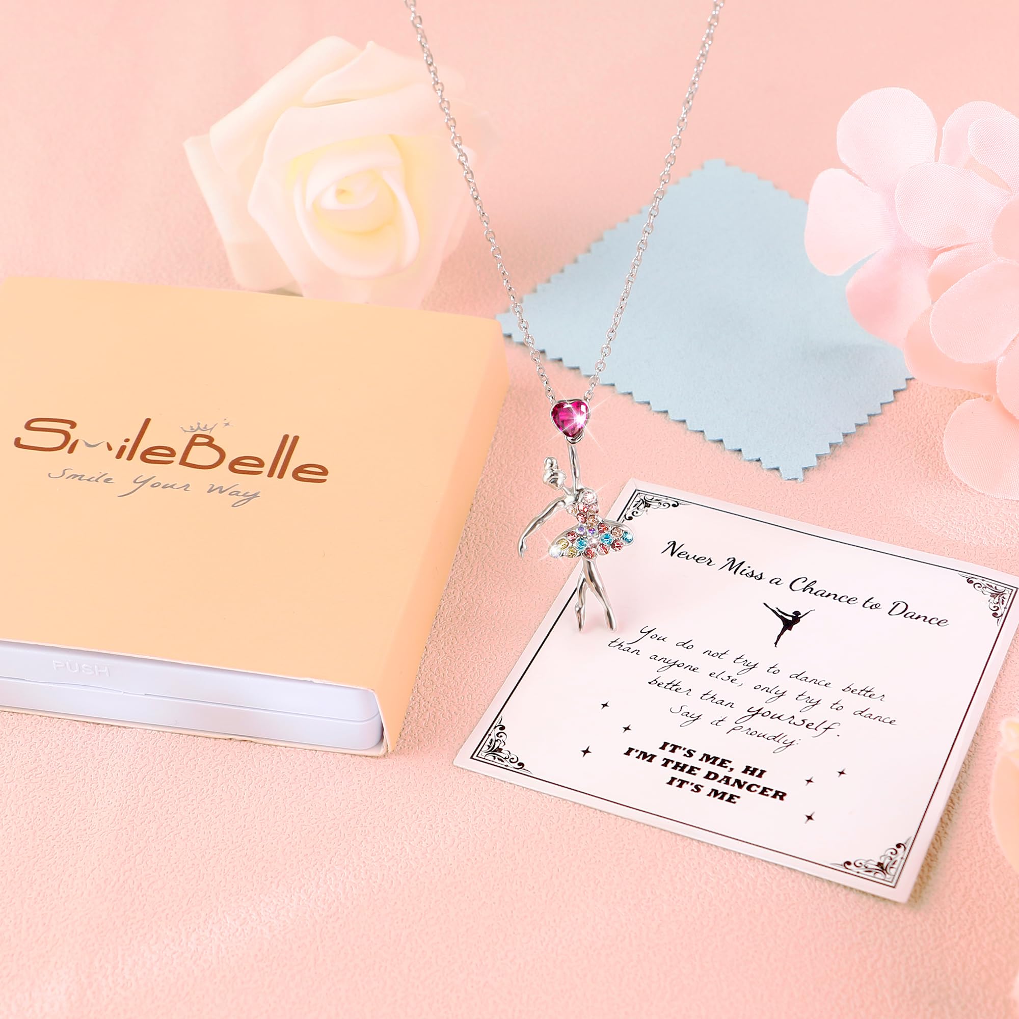 SmileBelle Cheerleader Gymnastics Dance Recital Gifts for Girls, Dance Horse Necklace Cheerleader Outfit as Birthday Gifts for Her, Gymnastics Cheer Necklace Stuff Jewelry as BDAY Gift for Daughter