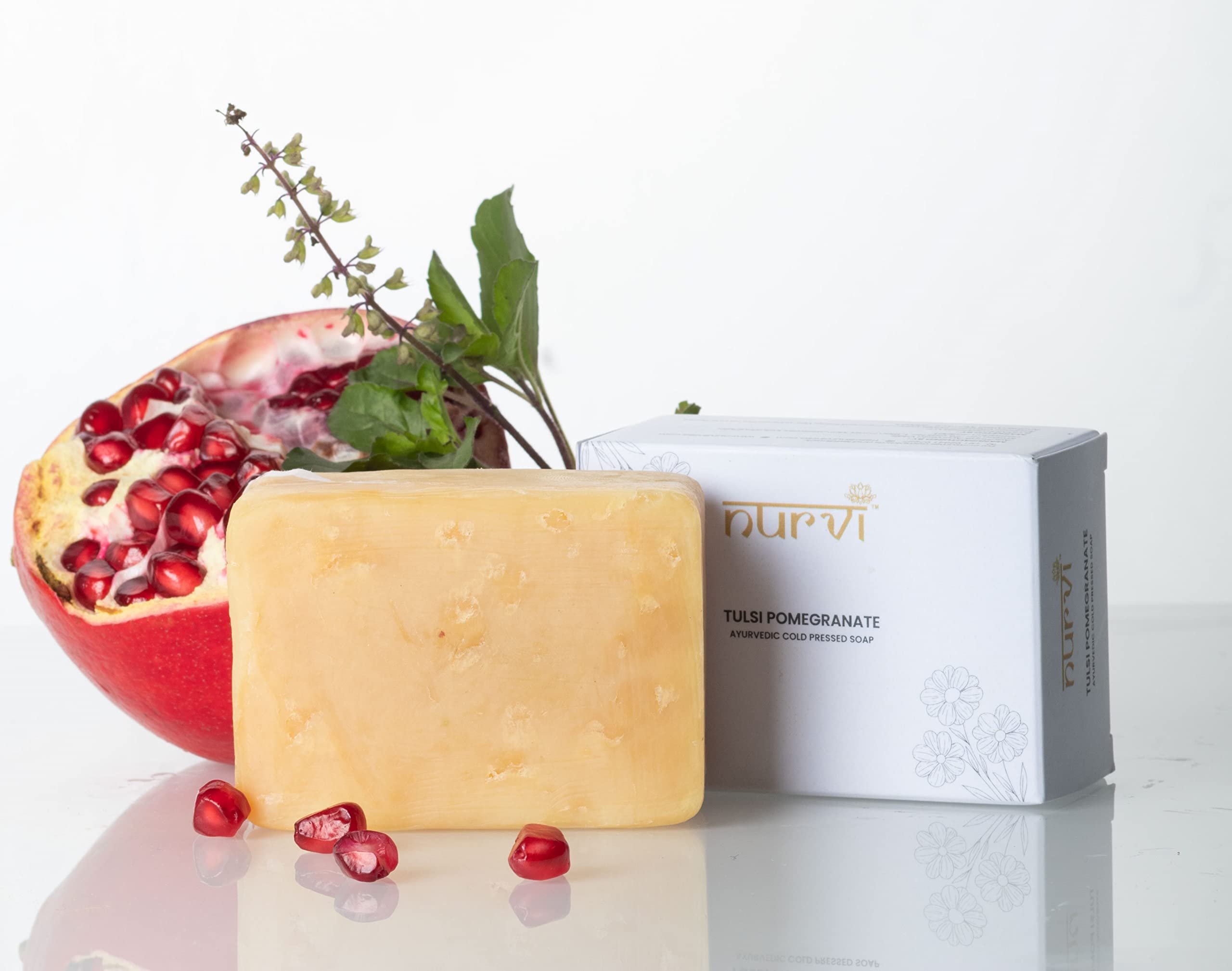 Nurvi Tulsi Pomegranate Cold Pressed Soap: Revitalize and Rejuvenate with Nature's Essence