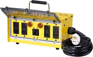 YARWELL 30-Amp Spider Box: 8x20A GFCI Outlets, Dual Voltage/Current Display, Waterproof, OSHA/NEC Compliant Power Distribution