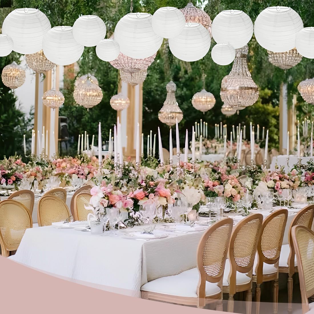 4 Lanterne Di Carta Rotonde 20 Cm Bianche – Fai Da Te Per Matrimoni, Feste E Decorazioni Creative!