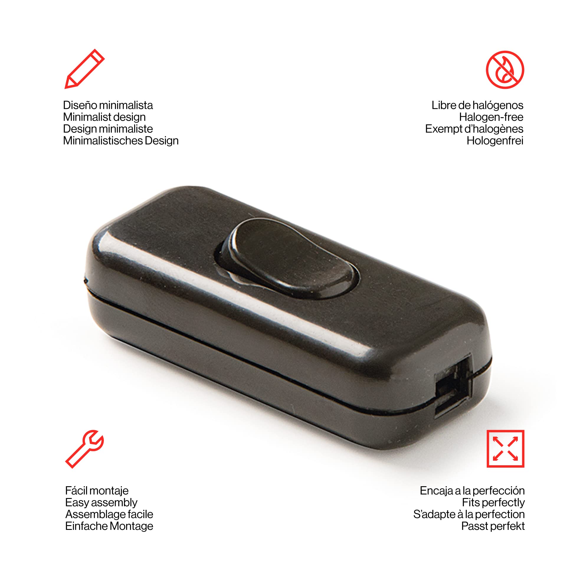 FAMATEL Interrupteur à Pied 2A 250V Noir - Commande Facile Et Sécurisée Pour Lampes Et Appareils