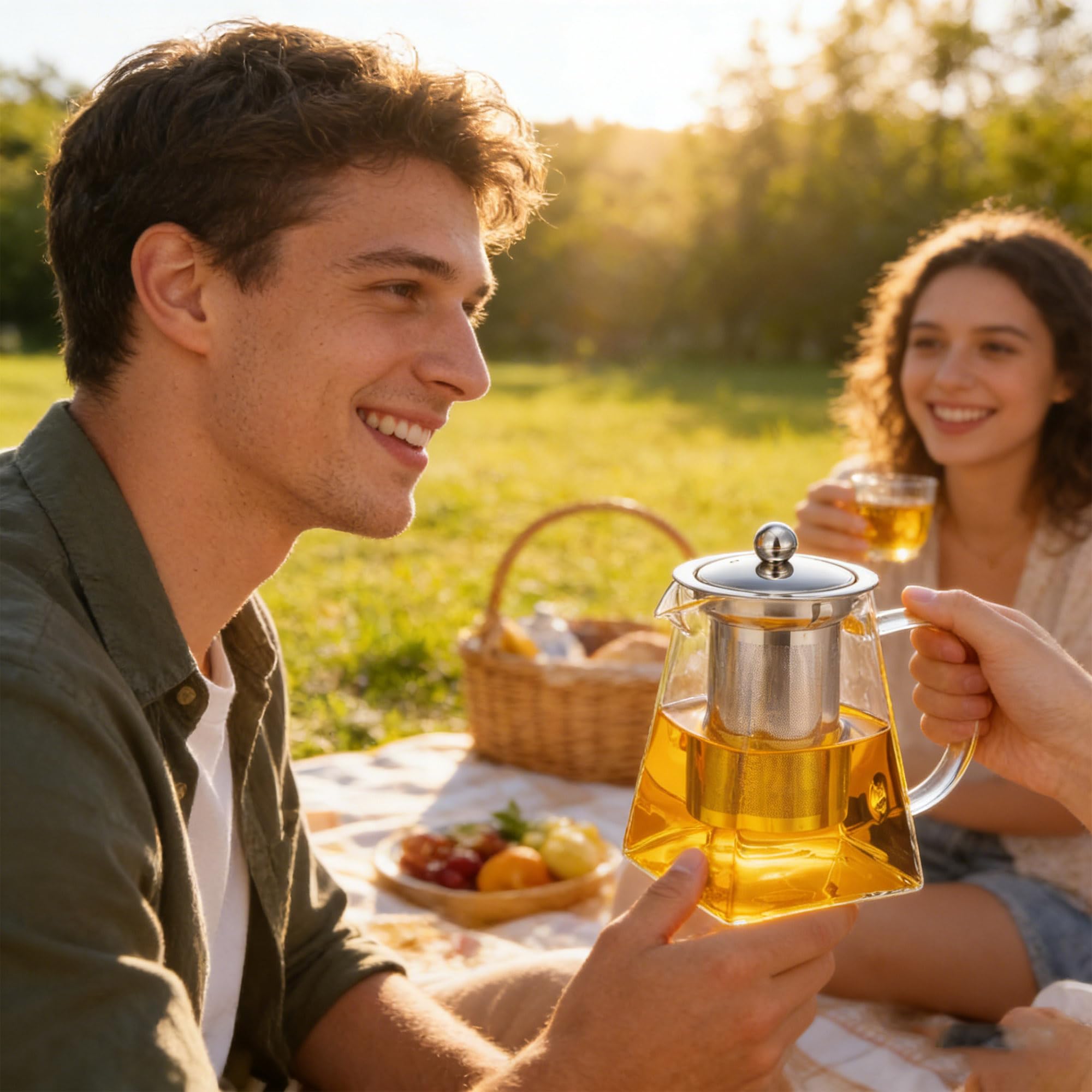 YUEMING Teekanne aus Glas, 550 ml, Teekanne mit Sieb aus Edelstahl, hitzebeständig, Teekanne aus Glas für Blüte, losen Tee