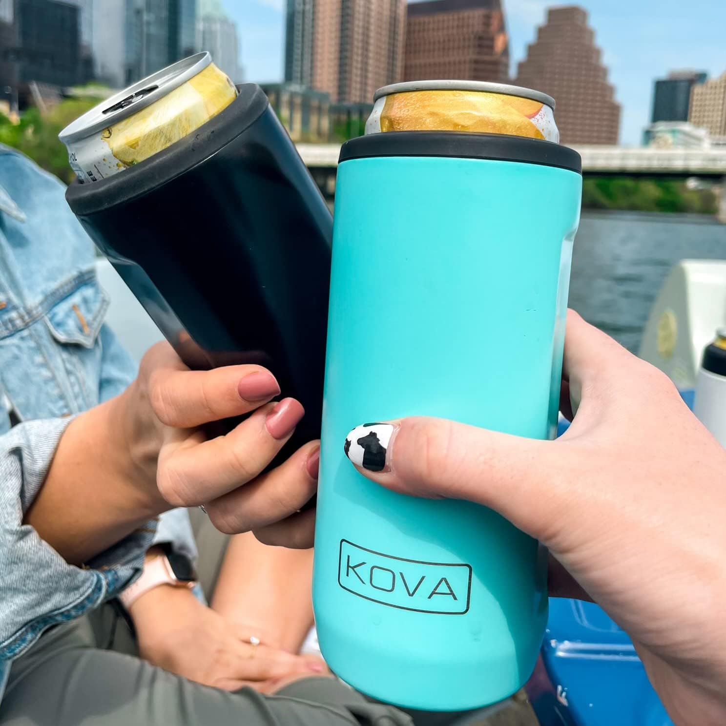 K-OG Double-Walled Stainless Steel Insulated Can Cooler for 12 Oz Slim Cans (Rainbow)
