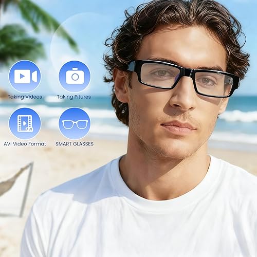 Miniatura 3 de Lentes inteligentes con cámara, grabación de video HD de 1080P y toma de fotos, tarjeta de memoria de 64 GB, gafas de cámara de video para hombres