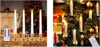 JOSU 4 PCS Window Candles + 12PCS Christmas LED Window Candles