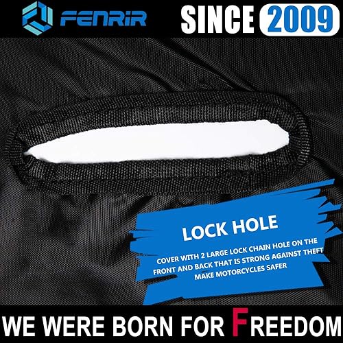 Miniatura 8 de FENRIR Cubierta de motocicleta de 108 pulgadas, impermeable, para almacenamiento al aire libre, tubo de escape antiquemaduras, agujero de antena