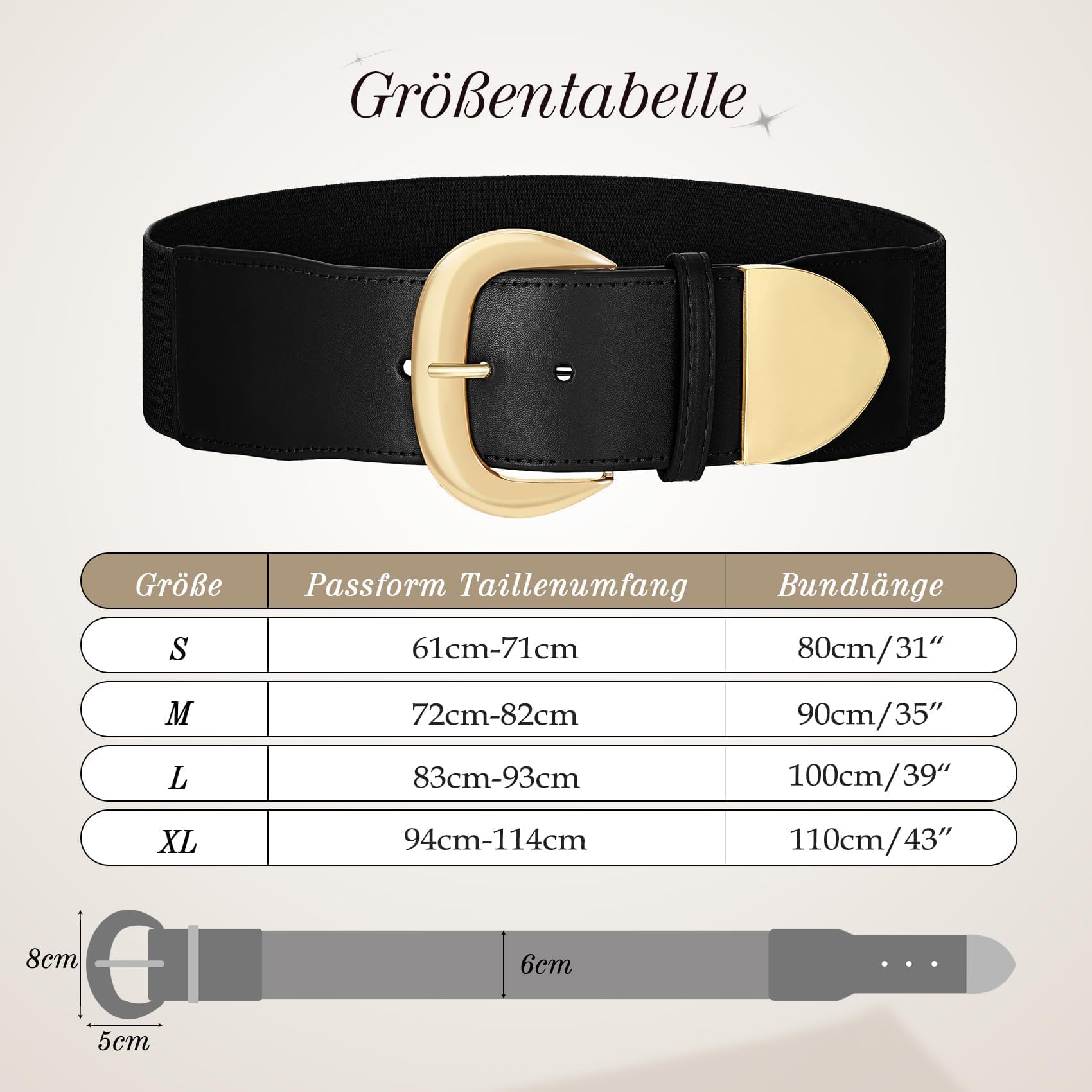 WHIPPY Damen Breiter Gürtel Taillengürtel Stretch für Kleid Elastischer Gürtel Hüftgürtel für Damen Goldener Schnalle