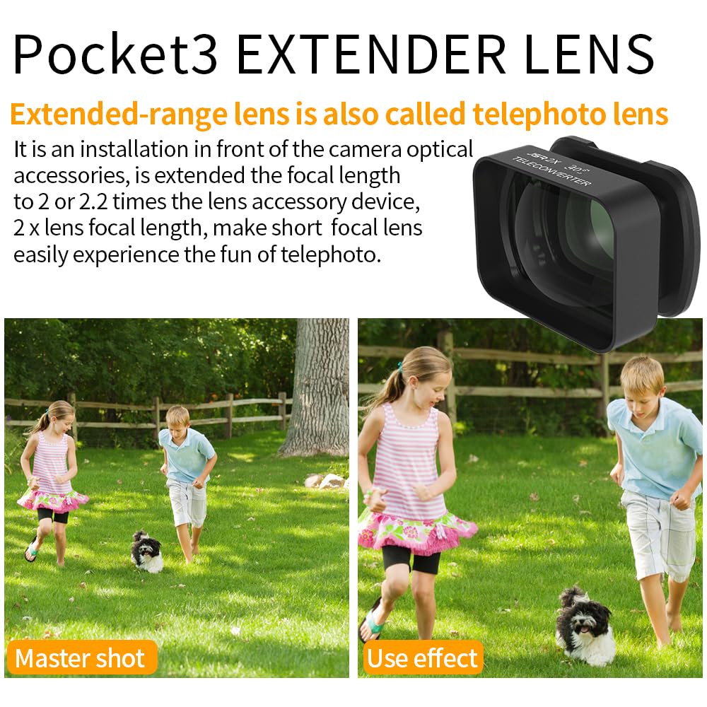 Témisme de Téléobjectif de Grossissement 2X pour la Caméra 3, 2X Zoom Lens, Photography à Longue Distance, Revêtement HD, Compatible avec 3