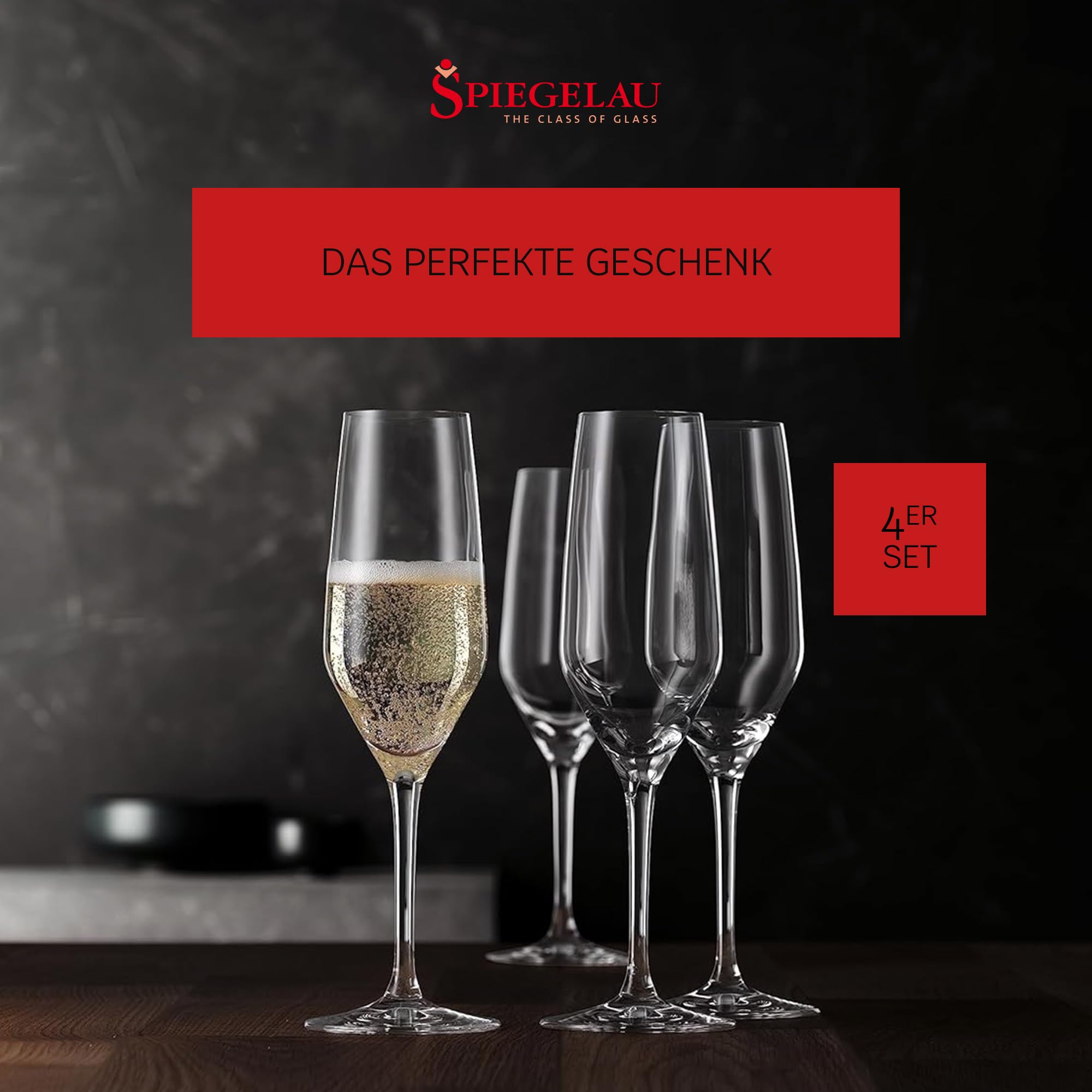 Spiegelau Champagnerflöten 240 ml, 4 Stück, Style, 4670187, Champagner Gläser aus Kristallglas, Sektgläser spülmaschinenfest Küche, Haushalt & Wohnen