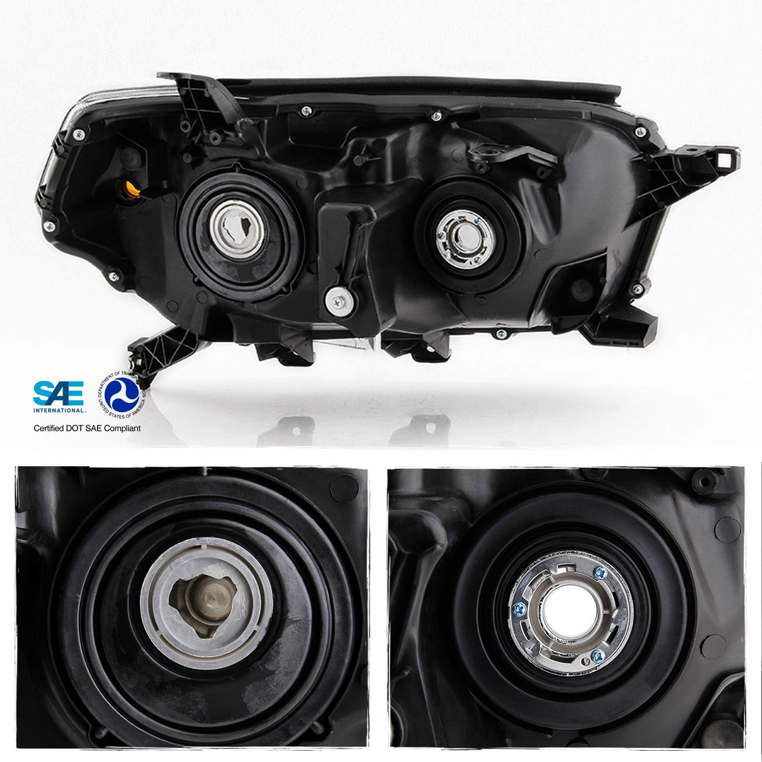 AKKON - Fits 2010 2011 2012 2013 Toyota 4Runner [Halogen Type] without Trail Package Chrome Headlights Left+Right Pair