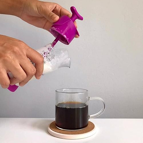 Miniatura 4 de Pressca Espumador de leche, espumador de leche de plástico de mano con soporte, pequeño y portátil, espumador de leche apto para microondas para