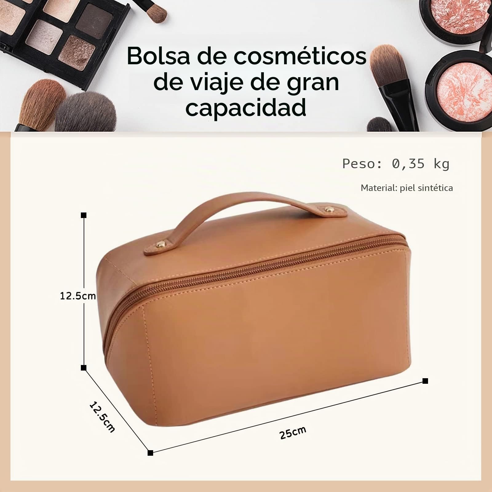 CORIOS Bolsa de Cosméticos para Mujeres Gran Capacidad Bolso de Tocador Impermeable Bolsa de Maquillaje Bolso Portátil del Lavado del Viaje para Viajes Baño Almacenamiento Marrón