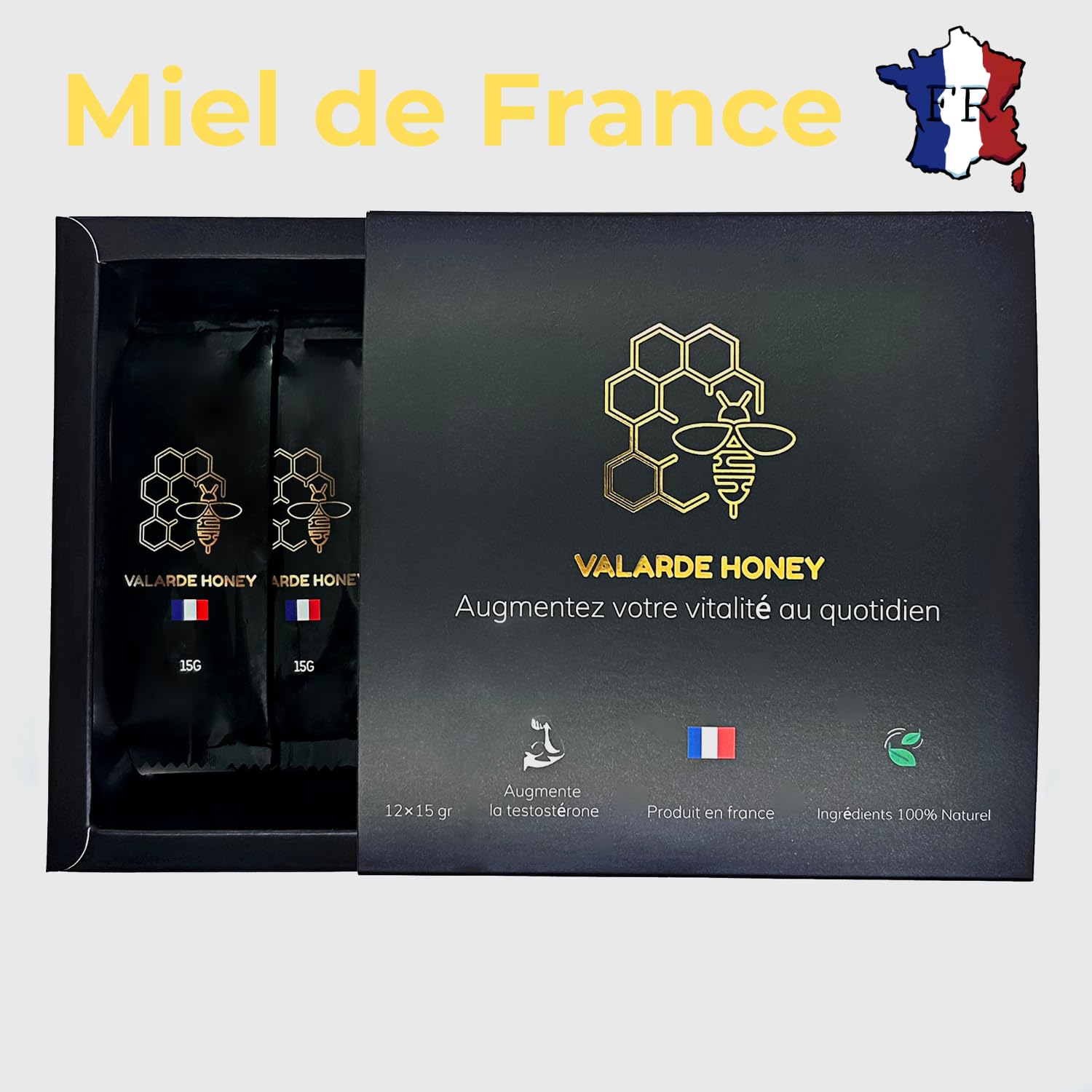 Miel APHRO des Monts d'Ardèche - 6 Sticks Énergie HOMME 20 g – Miel Français, Gingembre & Vitamines – Tonus & Performance