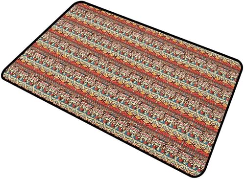 shirlyhome Welcome Paillasson coloré longue durée Motif aztèque avec oiseaux, fl
