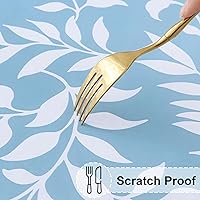 Vista 5 de Misaya - Mantel redondo ajustable con borde elástico, 100% impermeable y resistente al aceite, mantel de plástico con respaldo de franela de vinilo