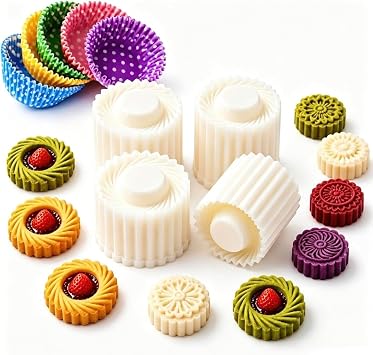 Sunflower Patterned Mooncake/Cookie Molds, 4PCS Double Ended Pastry Mold