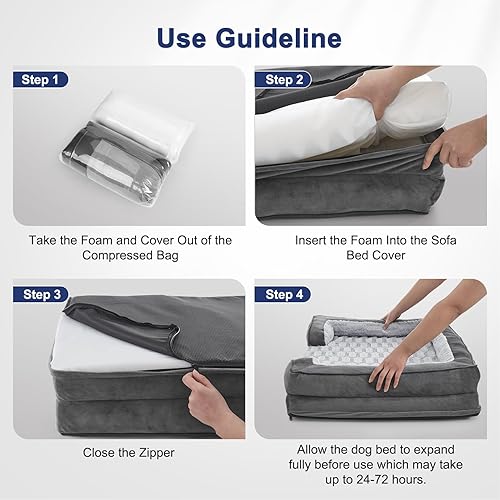 Miniatura 8 de FURTIME Camas ortopédicas para perros de tamaño grande, sofá cama lavable XL para perros grandes, cómodo sofá cama de espuma de apoyo con funda