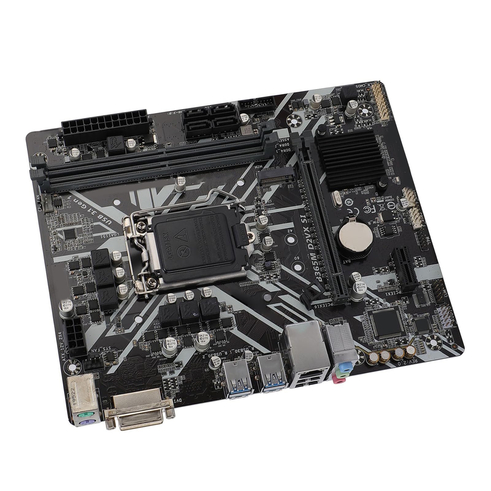 Placa Base B365M D2VX SI, Soporte de Zócalo LGA 1151 para CPU de 9.ª y 8.ª Generación DDR4 de Doble Canal de 32 GB de RAM, Placa Base M ATX con Salida DVI y Ranuras PCI E 3.0 para Core I9 I7