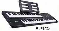 VEDO Teclado Eletrônico 88 Teclas Semi-ponderadas Piano Digital Portátil para Iniciantes Crianças e Adultos com 700 Ritmos 900 Sons 110 Músicas Demo Bluetooth MIDI Conexão para Pedal Microfone