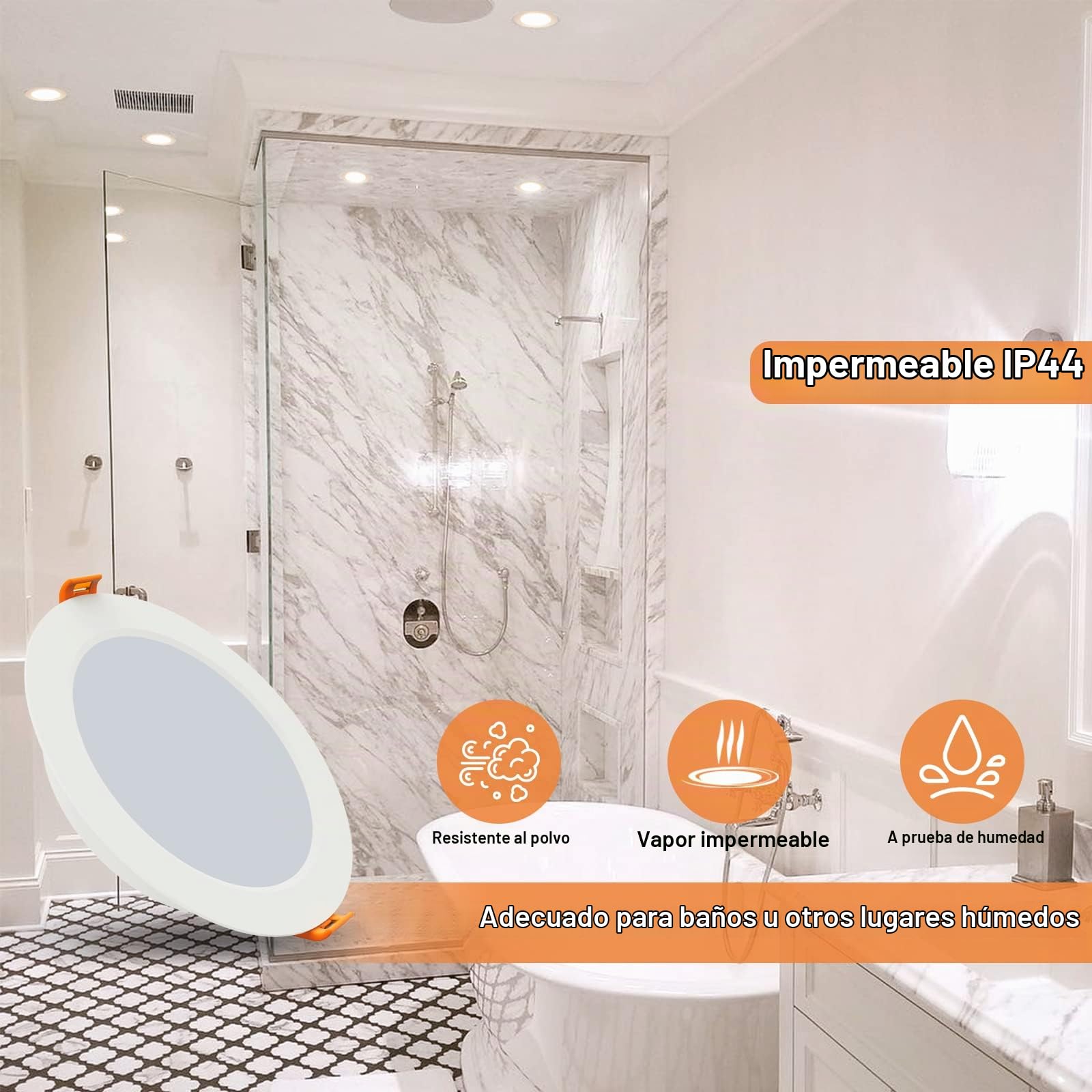 Downlight LED Techo Empotrable 10W, Blanco Neutro 4000K Corte 115-125mm | Pack de 20, IP44 Focos LED Interior Baño 10W 1000LM, AC 220-240V, Diámetro 143mm, Ojos de Buey para Techo Extraplano Redondo