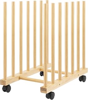 Wooden Art Canvas Storage Rack with Wheels – Mobile Stand for Canvases, Drawing Boards, Prints and Framed Artwork