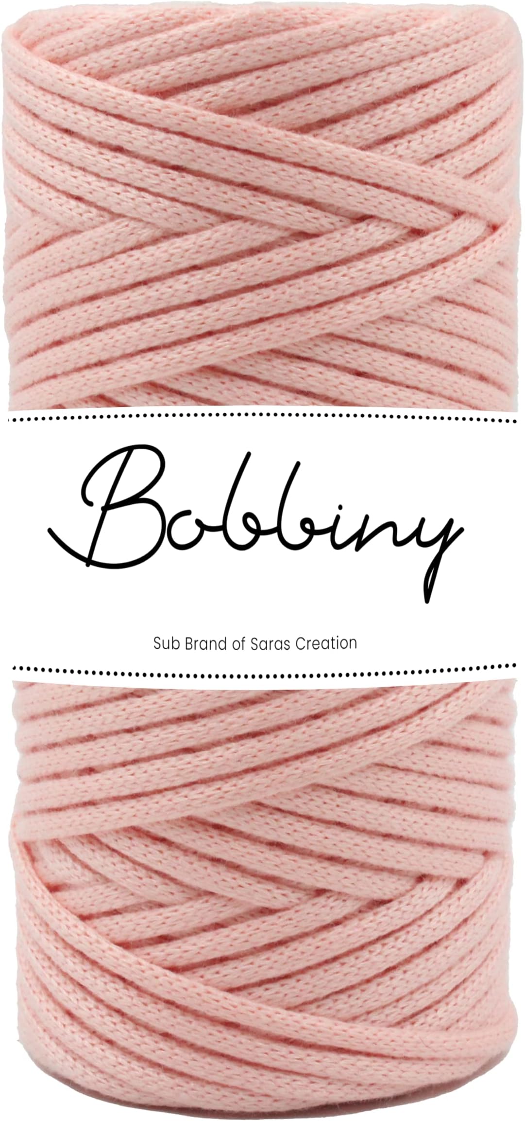 BOBBINY | Knitted Braided Crochet Macrame Acrylic Nylon Cord Thread for Macrame DIY, Garments, Crafting, and Other Projects, Powder Pink, 3mm,50 Meter (Pack of 2)