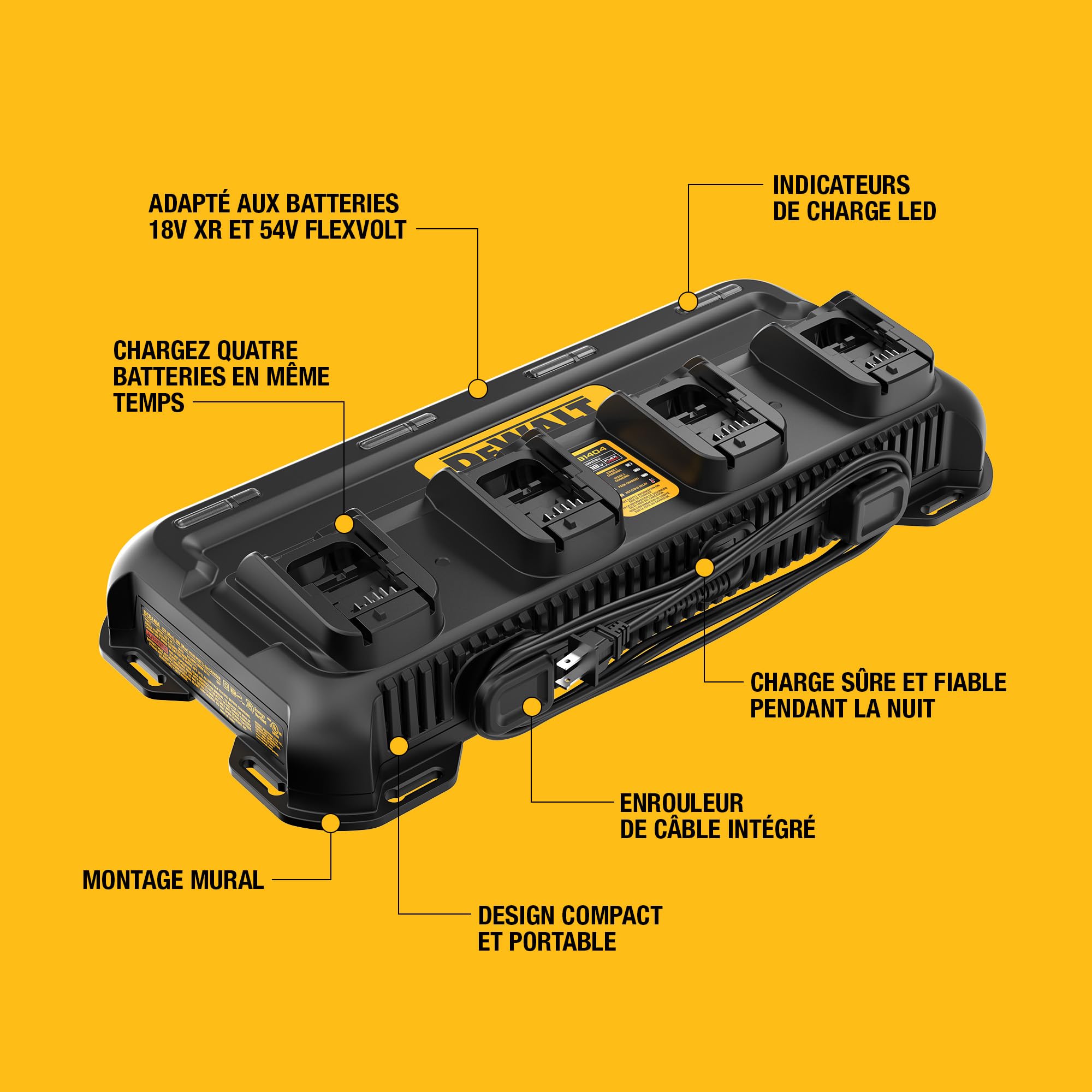 DEWALT XR Chargeur QUADPORT 4A, DCB1404-QW