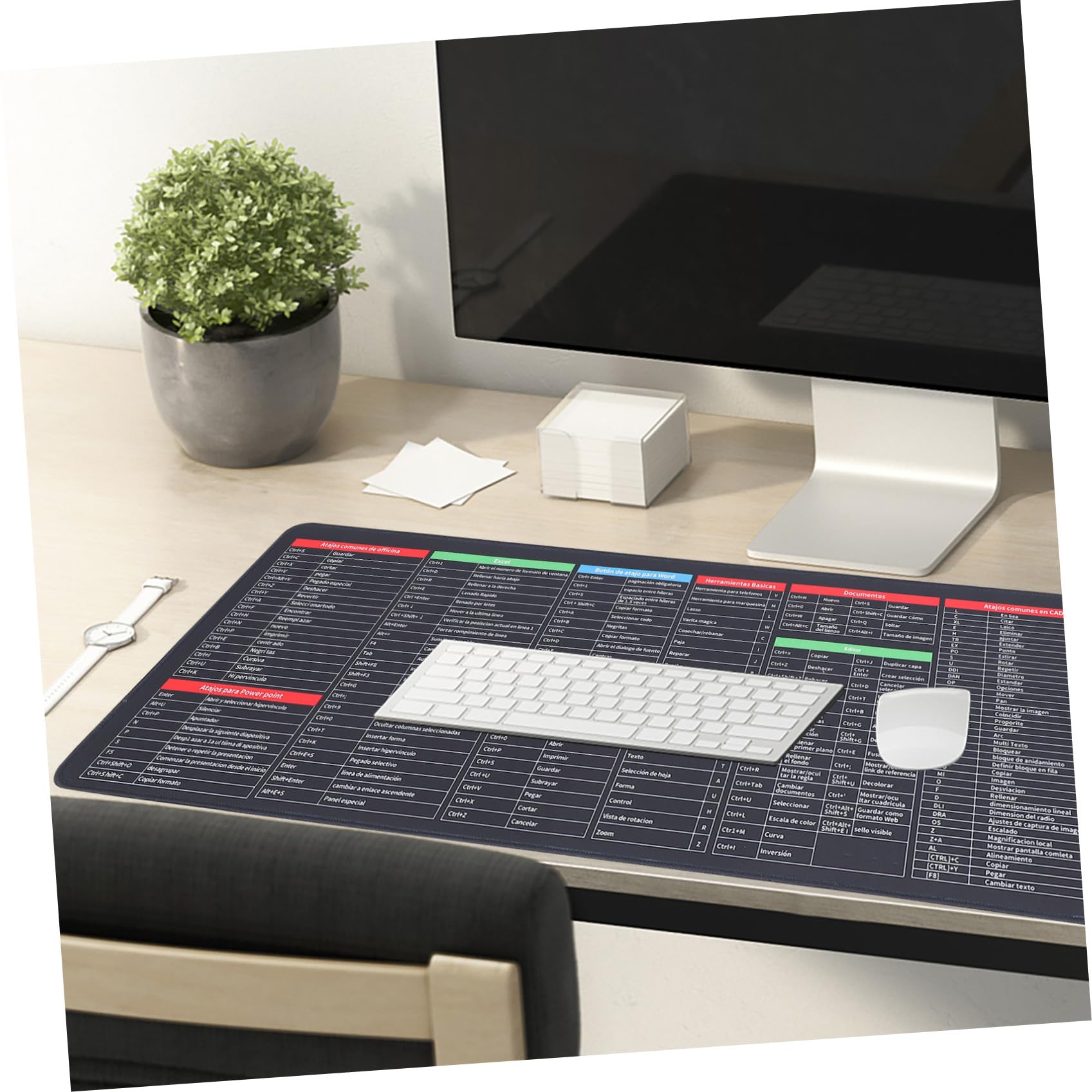 GLEAVI Excel Spickzettel Mauspad 300x800x3mm Rutschfestes Wasserfestes Schreibtischpad aus Gummi Stoff Extra Großzügig für Büro Homeoffice