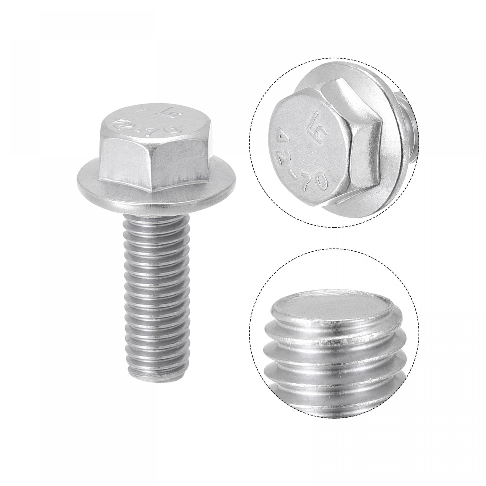 sourcing map Bulloni esagonali con flangia seghettata M5 x 16 mm, filettatura metrica in acciaio inox 304, 25 pezzi