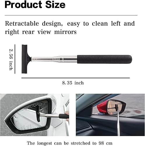 Miniatura 3 de jeseny 2 limpiaparabrisas telescópico de espejo retrovisor para automóvil limpiador telescópico de espejo de 386in de largo herramienta de limpieza