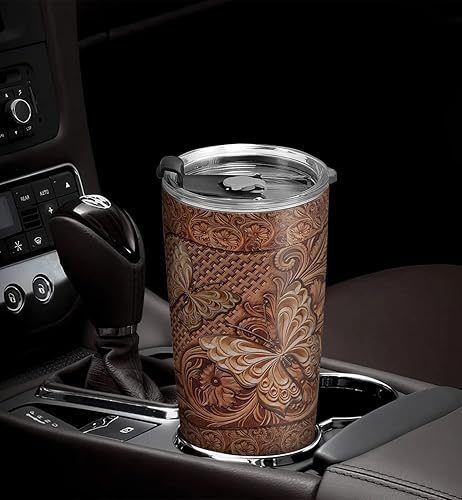 Miniatura 4 de 64HYDRO Vaso de café de madera impreso de 20 onzas, regalos para amantes de las mariposas, vaso de café para mujeres, taza de café de acero