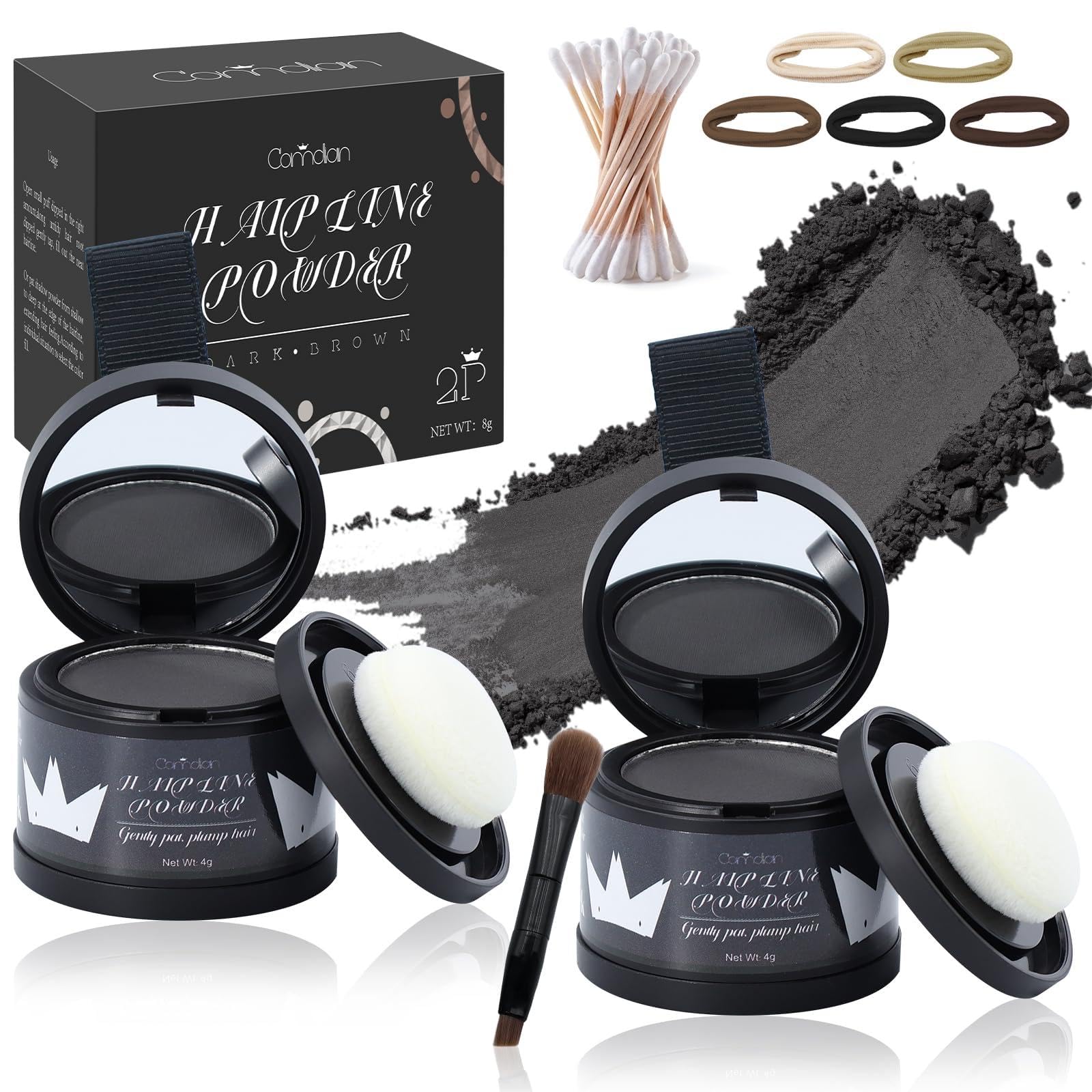 2 Pack Hairline Powder for Women and Men, Used to Root Touch Up Hair Color, Thinning and Gray Hair Coverage and Bald Spots Coverage, Black