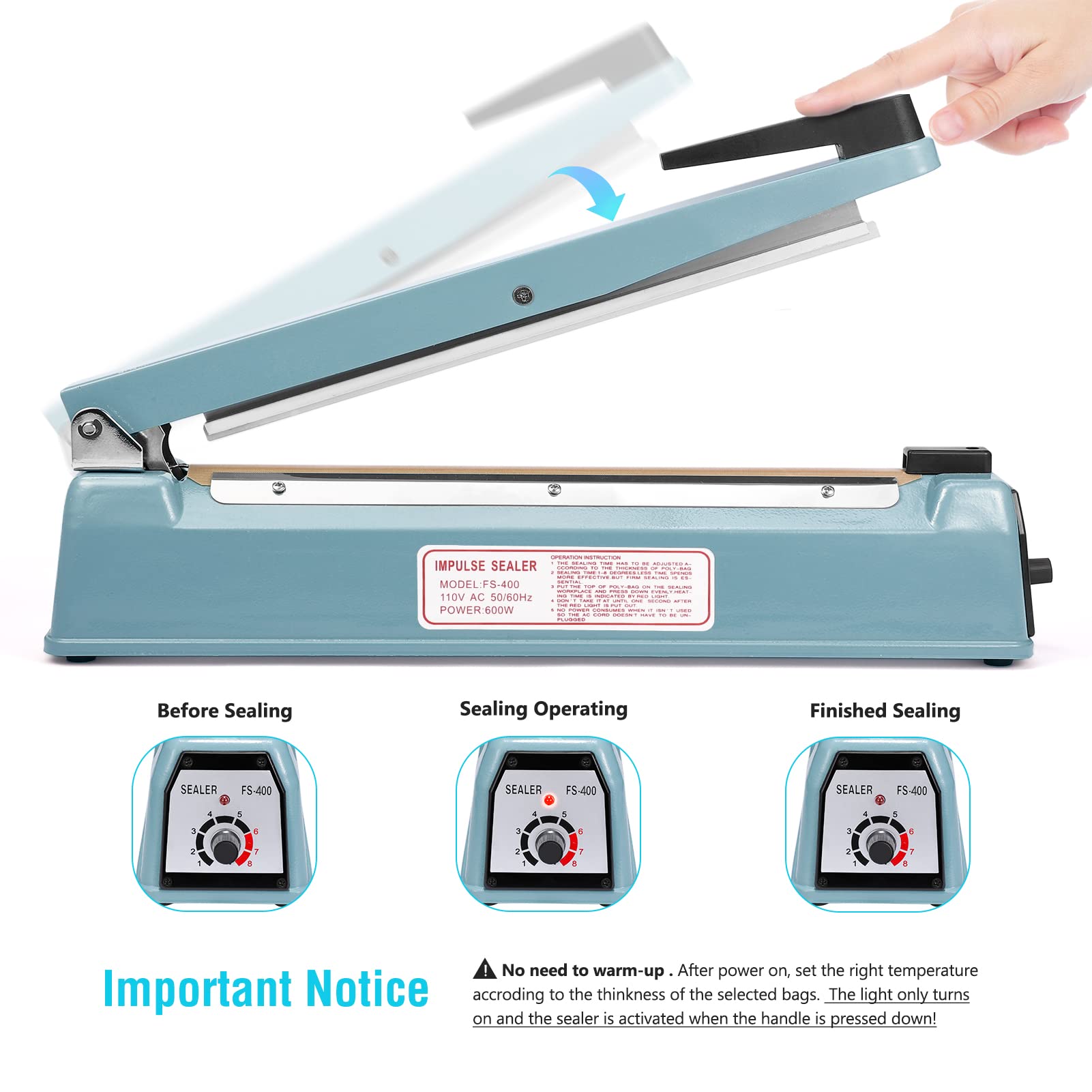 Buy Metronic 16 inch Impulse Sealer Poly Bag Heat Sealer Sealing