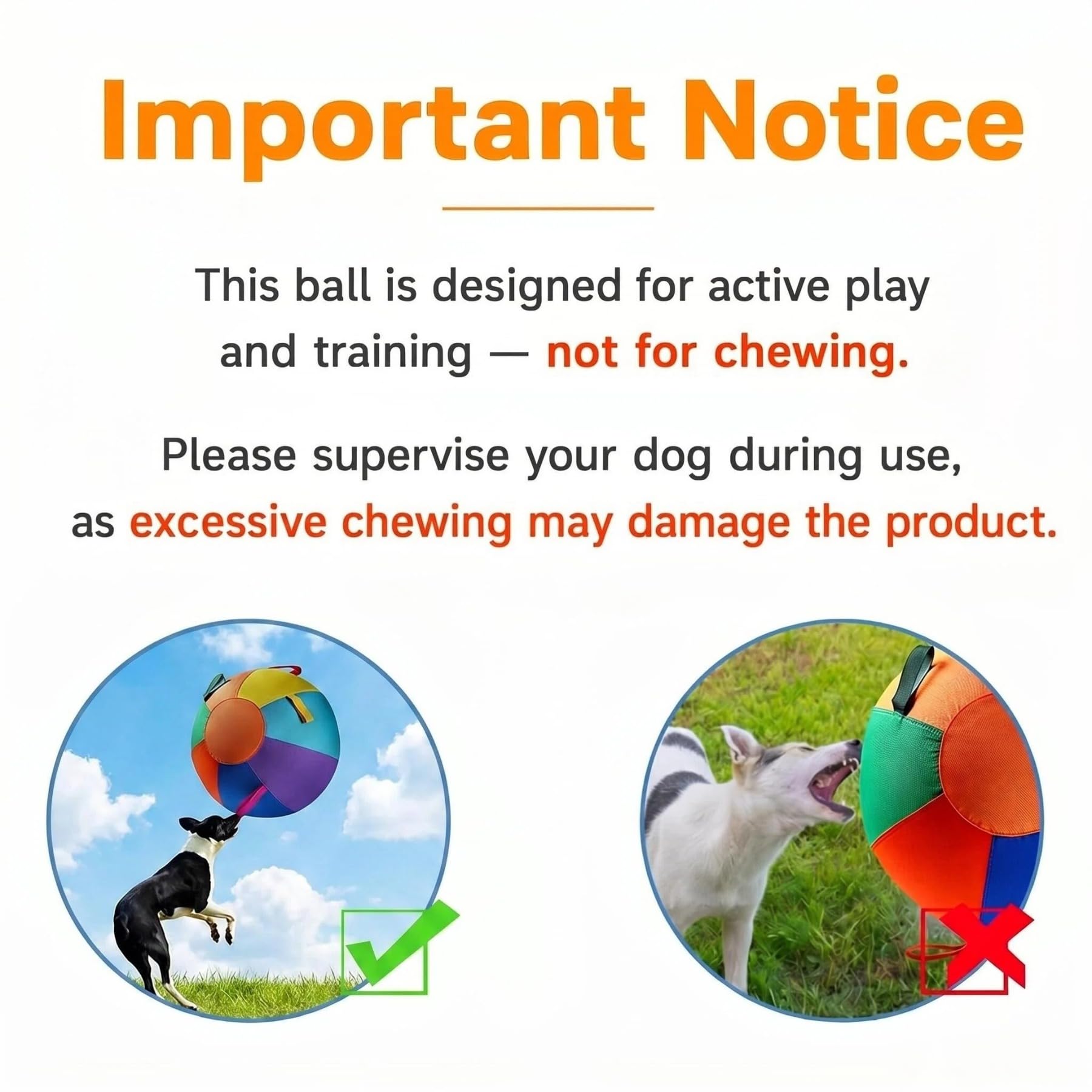 Herding Ball für Hunde, 55,9 cm, XL, Outdoor-Hundebälle für mittelgroße und große Rassen | Hundehüttenball mit Riemen; aufblasbar; interaktiv; langlebig; Spielen im Freien; Langeweile Buster; Energiefreigabe