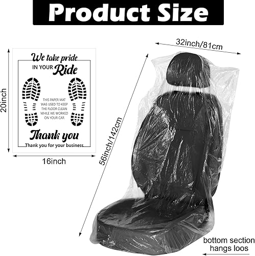 Miniatura 2 de Juego de 100 fundas de asiento desechables para automóviles y 100 alfombrillas desechables para automóvil, fundas de asiento de plástico,