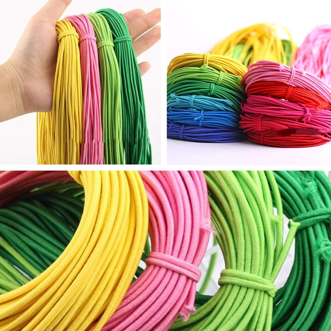 50 Yards 2mm High Elasticity Cord Round Beading Thread Strings Nylon Rope Elastic Band for DIY Masks Jewelry Making Gift Wrapping Hair Accessories Sewing Crafts Supplies (Chocolate)