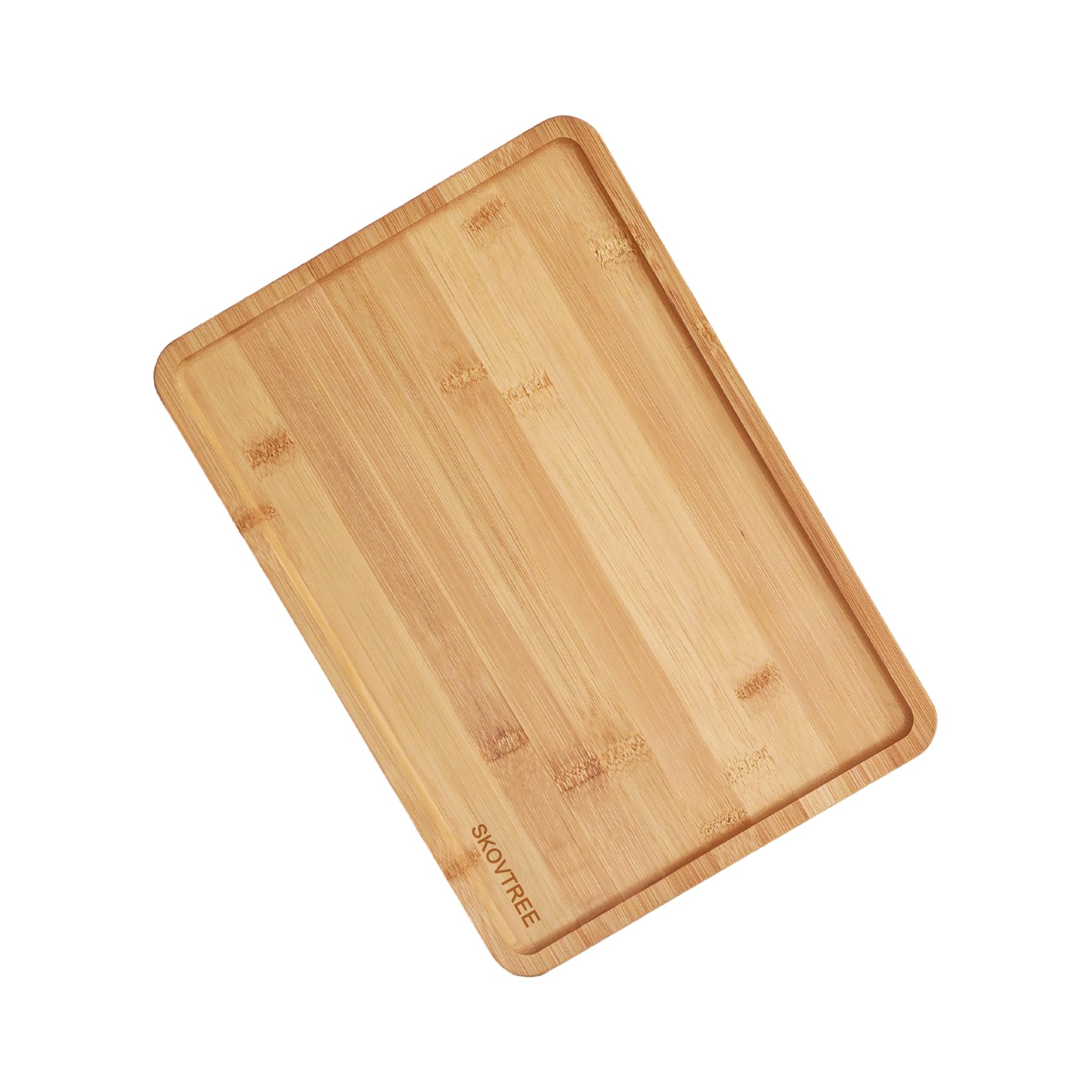 Skovtree Bamboo Tray for Serving Food, Tray for Eating and Serving Coffee, Tea, 13.0×9.1 Inch