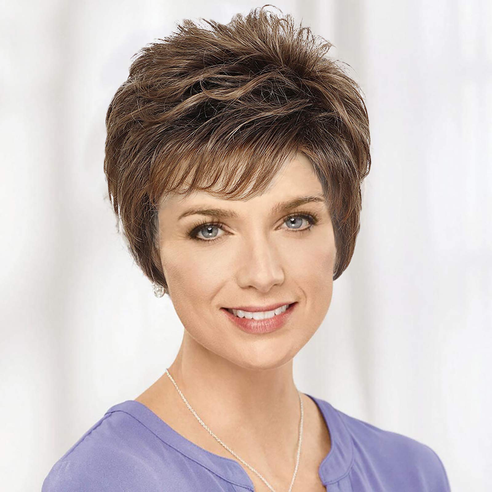 Buy Emmor Short Brown Human Hair Wigs for Women Blend Pixie Cut Wig