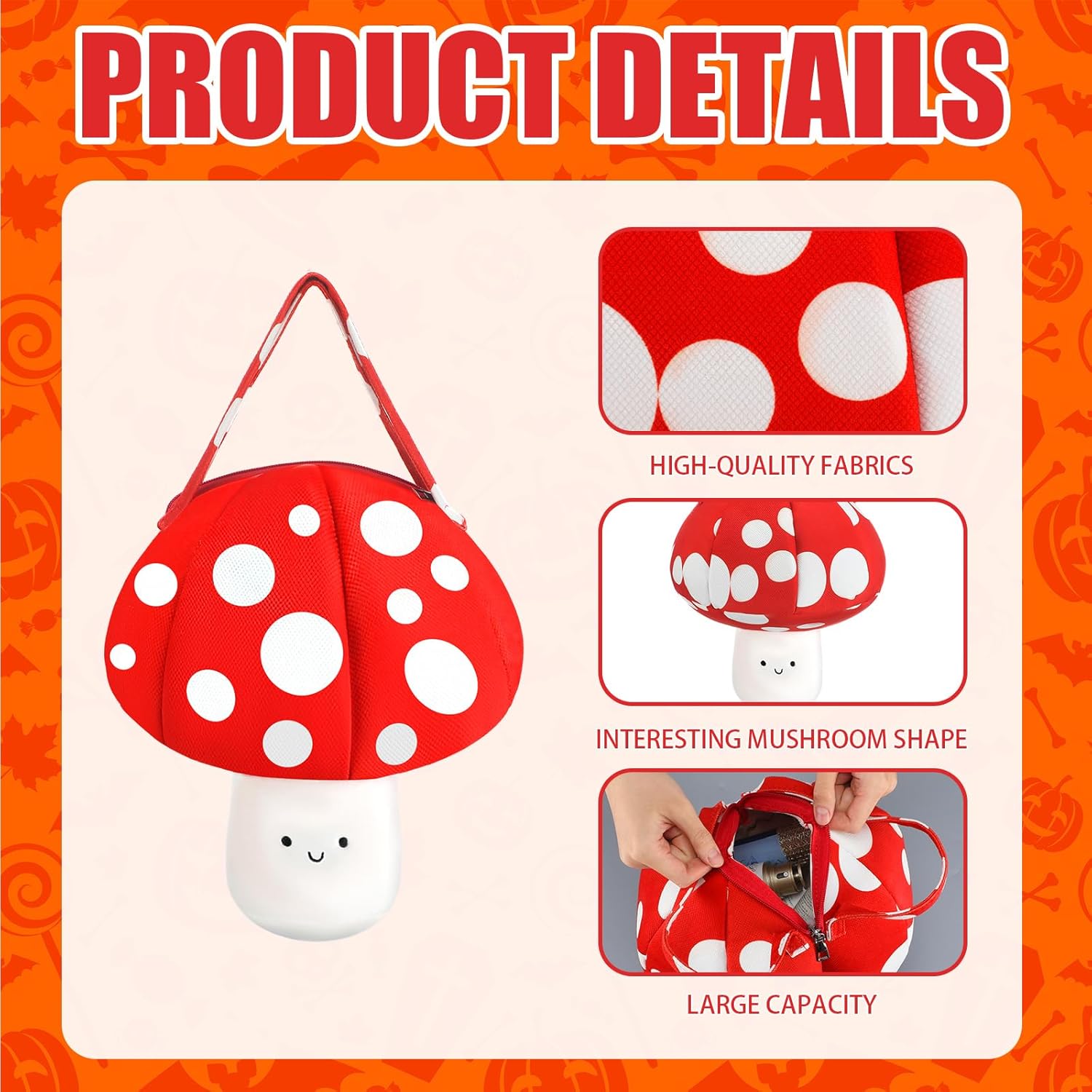 Halloween Mushroom Bag Purse Mushroom Costume Women Costume Halloween Purses and Handbags Red and White Lovely Botany Bag for Women Girl - Image 5