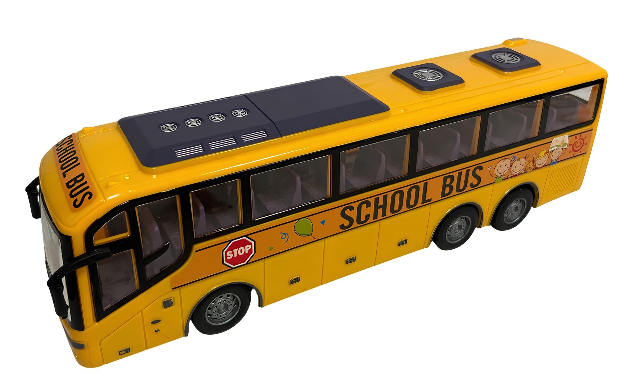 Bus Jouet Télécommandé avec Lumières Bus Grand cm 32 Pullman Jouet pour Enfants Lumières Mouvement Voiture Radiocommandé Autobus Roues Caoutchoutées École Buss Pullman Courrier Multifonction Échelle 1