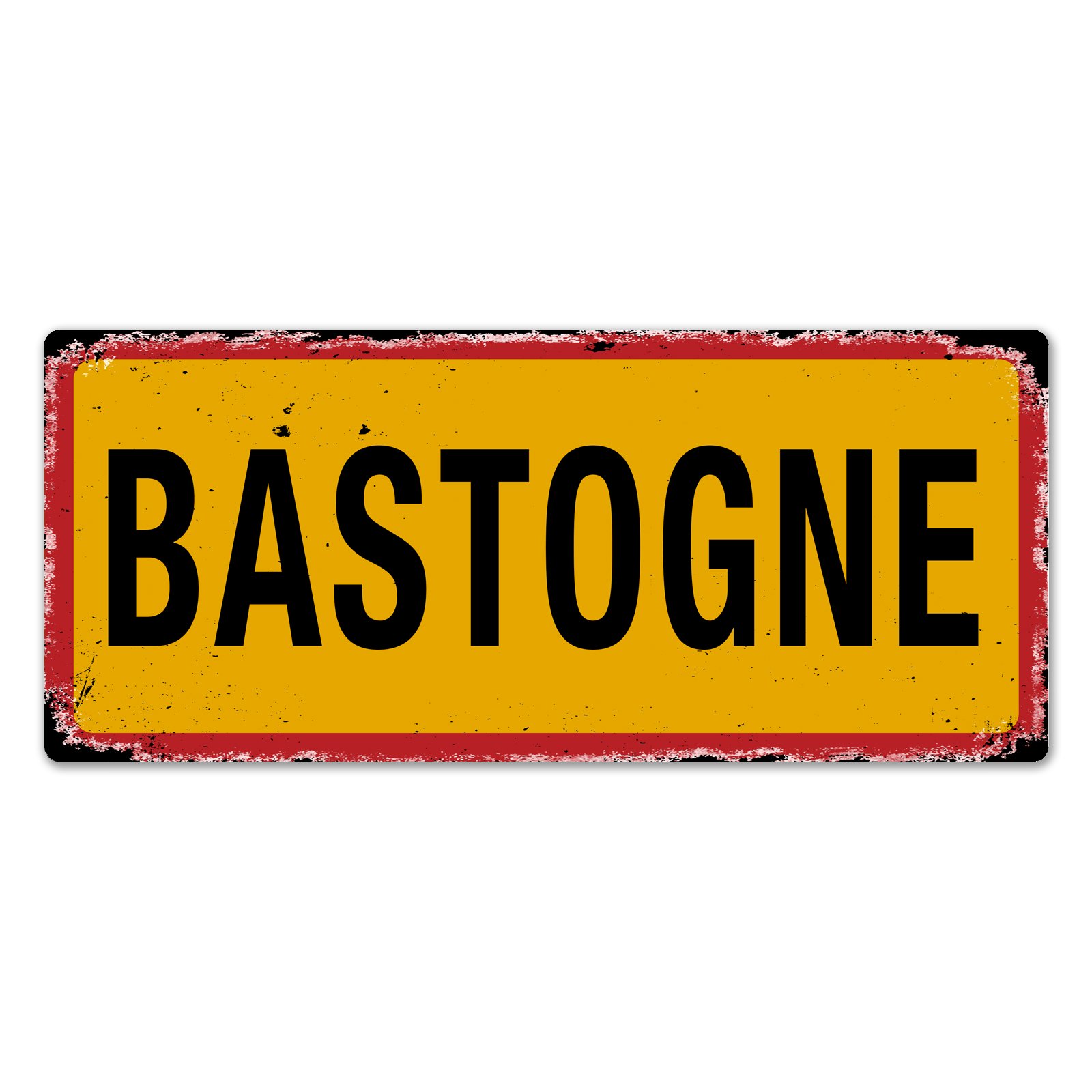 WTF | Bastogne WW2 Street Sign | Sticky Pads - Metal Wall Sign Plaque Art Inspirational