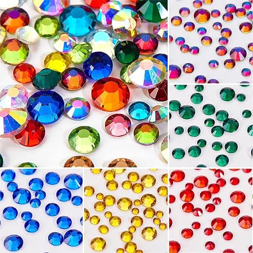 Miniatura 3 de 2050 diamantes de imitación de cristal con parte trasera plana para uñas, manualidades, cristales transparentes con purpurina, gemas redondas con