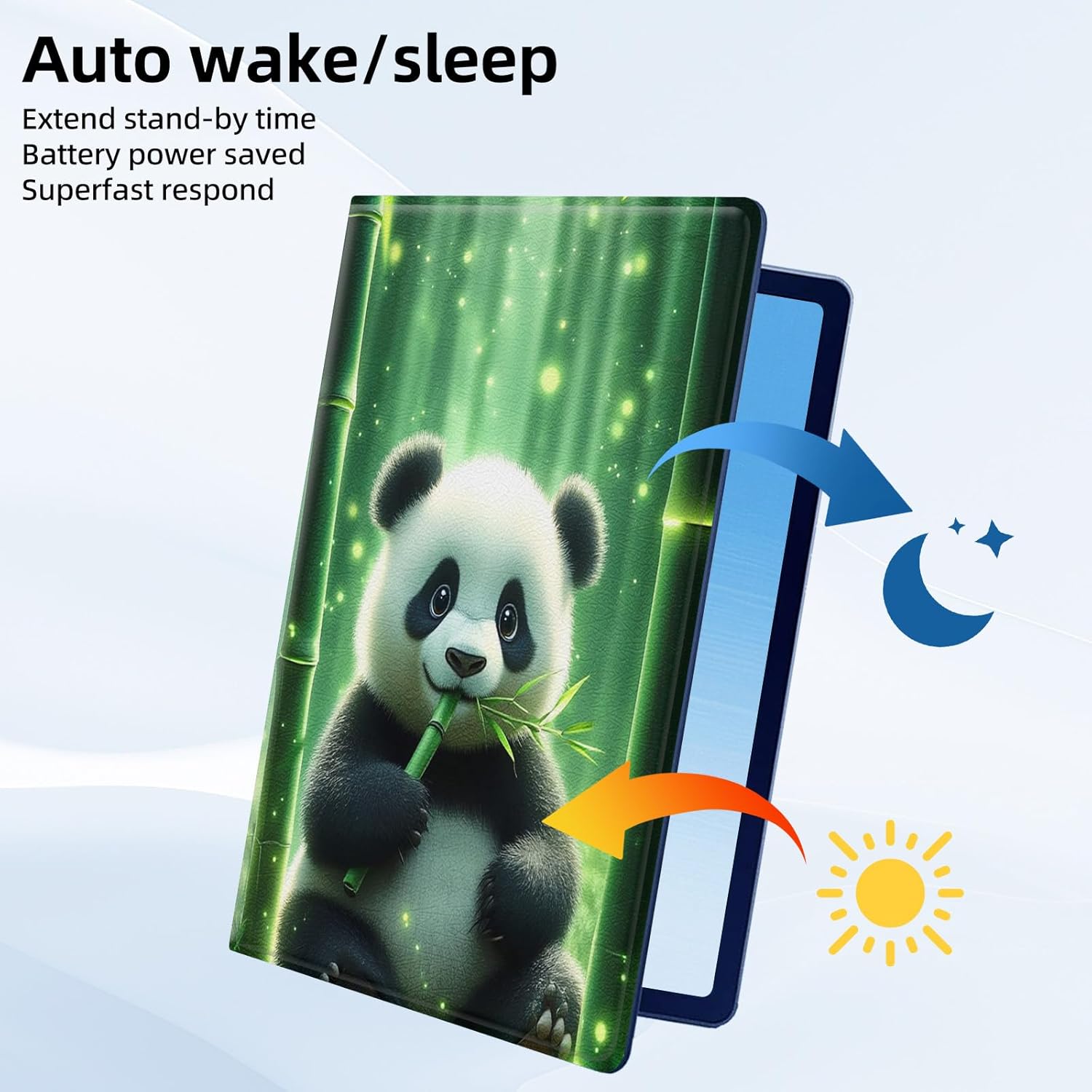 Case for Samsung Galaxy Tab A9 Plus Tablet,360 Degree Rotating Multi-Angle Viewing Stand Fold Leather Panda in Bamboo Forest Tablet Cover 11" for Galaxy Tab A9+,Auto Sleep/Wake