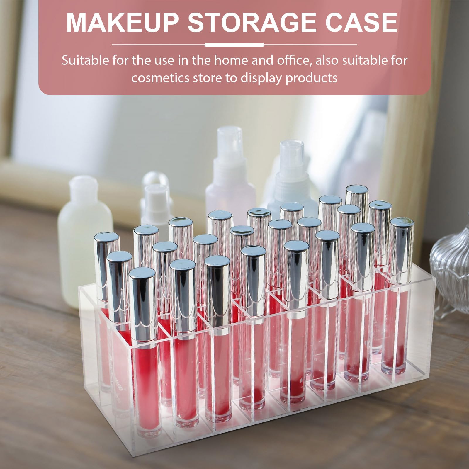 Balacoo Lipstick Holder, Modern Chic 36 Compartment Acrylic Cosmetic Display Case - Image 3