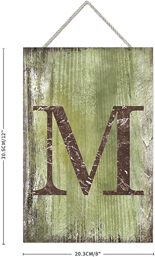 Vista 419 de Letrero colgante de madera con letra J, letrero de madera para decoración del hogar, 26 letras del alfabeto de metal, placa de madera, decoración