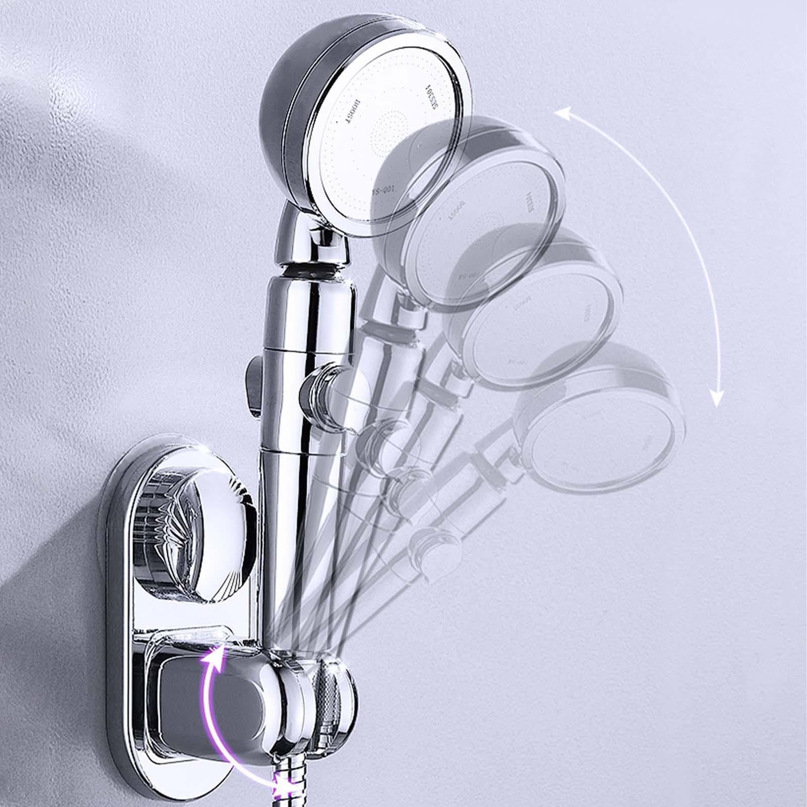 Soporte Ducha Pared Viscoso Soporte Alcachofa Ducha ABS Soporte Ducha Ángulo Ajustable Soporte de Ducha Plata Soporte para Ducha Resistente a la Humedad y Duradero